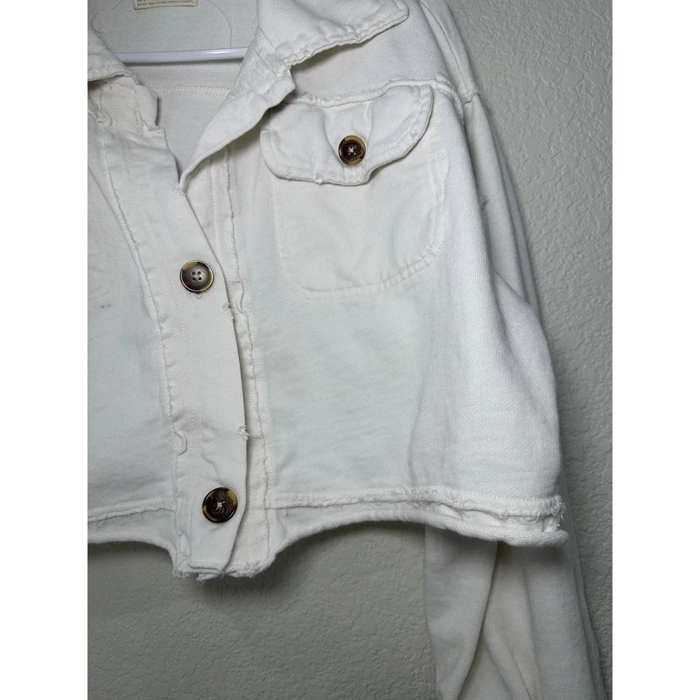 We The Free Free People‎ White Cropped Cotton Shacket Jacket Small OB1125206